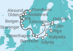 Itinerario del Crucero Puertas medievales y impresionantes fiordos - Silversea
