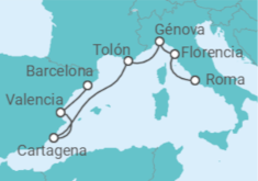 Itinerario del Crucero Reliquias romanas - Silversea