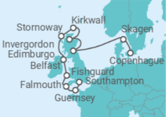 Itinerario del Crucero Mitos, castillos y belleza del norte - Silversea