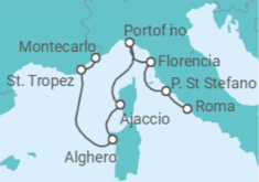 Itinerario del Crucero Aguas cristalinas de Cerdeña y Córcega - Silversea