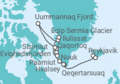 Itinerario del Crucero De Reikiavik a las fronteras salvajes de Groenlandia - Silversea