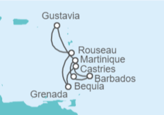 Itinerario del Crucero San Vicente e Islas Granadinas, Martinica, Guadalupe, Santa Lucía - Silversea