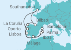 Itinerario del Crucero Portugal, España y el Eclipse solar - Celebrity Cruises