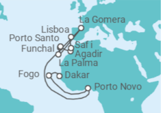 Itinerario del Crucero Exuberantes archipiélagos del Atlántico - Silversea