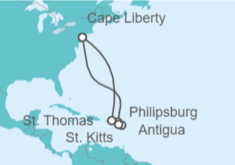 Itinerario del Crucero Saint Maarten, Antigua Y Barbuda, San Cristóbal Y Nieves, Islas Vírgenes - EEUU - Royal Caribbean
