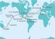 Itinerario del Crucero Segmento de vuelta al mundo: de Hamburgo a Sydney - Cunard