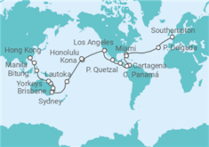 Itinerario del Crucero Segmento vuelta al mundo: de Southampton a Hong Kong - Cunard