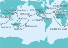 Itinerario del Crucero Vuelta al mundo 2028 - Cunard