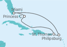 Itinerario del Crucero Caribe oriental con St. Thomas - Princess Cruises