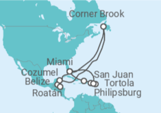 Itinerario del Crucero Aventurero del Caribe oriental y occidental - Princess Cruises