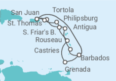 Itinerario del Crucero Aventurero del Caribe Sur - Princess Cruises