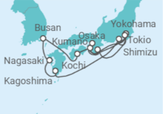 Itinerario del Crucero Viaje Completo a Japón con Fuegos Artificiales en Kumano desde Barcelona - Con vuelos - Princess Cruises