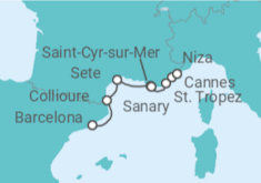 Itinerario del Crucero Delicia de la Costa Azul - Seadream Yacht Club