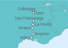 Itinerario del Crucero Escalas imprescindibles del Ródano entre Lyon, la Camarga y la Provenza con cena en el restaurante  - CroisiEurope