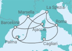 Itinerario del Crucero Italia, Francia, España - AIDA
