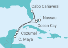 Itinerario del Crucero Encantos del Caribe Mexicano - MSC Cruceros