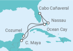 Itinerario del Crucero Encantos del Caribe Mexicano - MSC Cruceros