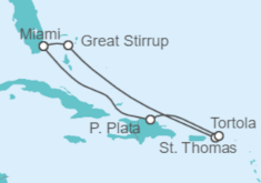 Itinerario del Crucero Islas Vírgenes - EEUU, Islas Vírgenes - Reino Unido - NCL Norwegian Cruise Line