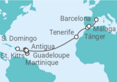 Itinerario del Crucero Desde Santo Domingo a Barcelona - Costa Cruceros