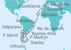 Itinerario del Crucero Desde Barcelona a Valparaíso - MSC Cruceros