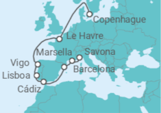 Itinerario del Crucero Francia, España, Portugal - Costa Cruceros