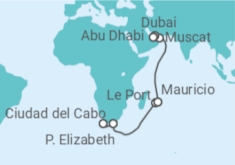 Itinerario del Crucero Desde Ciudad del Cabo (Sudáfrica) a Abu Dhabi (EAU)  - AIDA
