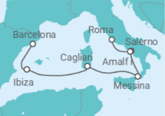 Itinerario del Crucero España, Italia - Cunard