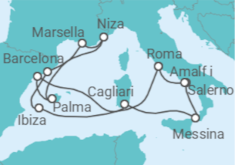 Itinerario del Crucero Mediterráneo occidental - Cunard