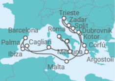 Itinerario del Crucero Italia, España y Adriático - Cunard