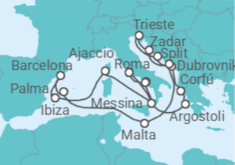 Itinerario del Crucero Italia, Francia, España y Adriático - Cunard