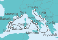 Itinerario del Crucero Adriático y Mediterráneo Occidental - Cunard