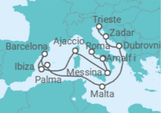 Itinerario del Crucero Adriático y Mediterráneo Occidental - Cunard
