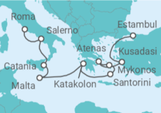 Itinerario del Crucero Islas griegas: Santorini, Atenas y Miconos - NCL Norwegian Cruise Line