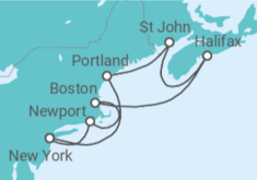 Itinerario del Crucero Canadá y Verano Indio desde Nueva York I - AIDA
