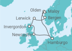 Itinerario del Crucero Reino Unido, Noruega - AIDA