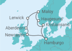 Itinerario del Crucero Reino Unido, Noruega - AIDA