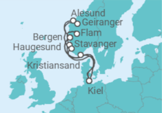 Itinerario del Crucero Noruega, Alemania - AIDA