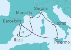 Itinerario del Crucero Italia, Francia, España TI - Costa Cruceros