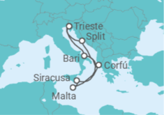 Itinerario del Crucero Italia, Grecia, Malta, Croacia TI - Costa Cruceros