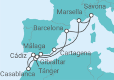 Itinerario del Crucero España, Francia, Italia, Marruecos, Gibraltar TI - Costa Cruceros
