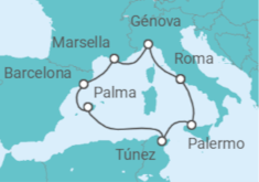 Itinerario del Crucero Italia, Francia, España, Túnez TI - Costa Cruceros