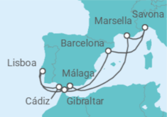 Itinerario del Crucero Francia, Italia, España, Portugal, Gibraltar TI - Costa Cruceros