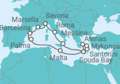 Itinerario del Crucero Francia, España, Malta, Grecia, Italia TI - Costa Cruceros