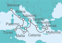 Itinerario del Crucero Desde Savona (Italia) a Pireo (Atenas) TI - Costa Cruceros