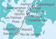Itinerario del Crucero Desde Santos (Sao Paulo) a Copenhague (Dinamarca) TI - Costa Cruceros