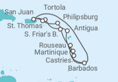 Itinerario del Crucero Aventurero del Caribe Sur - Princess Cruises