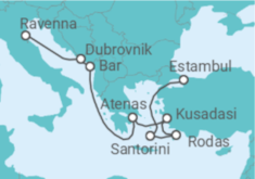 Itinerario del Crucero Islas griegas: Santorini y Atenas  - NCL Norwegian Cruise Line