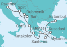 Itinerario del Crucero Islas griegas: Santorini y Atenas - NCL Norwegian Cruise Line