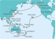Itinerario del Crucero Gran Círculo del Pacífico - Princess Cruises