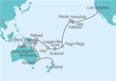 Itinerario del Crucero Cruce de Hawái y el Pacífico Sur - Princess Cruises
